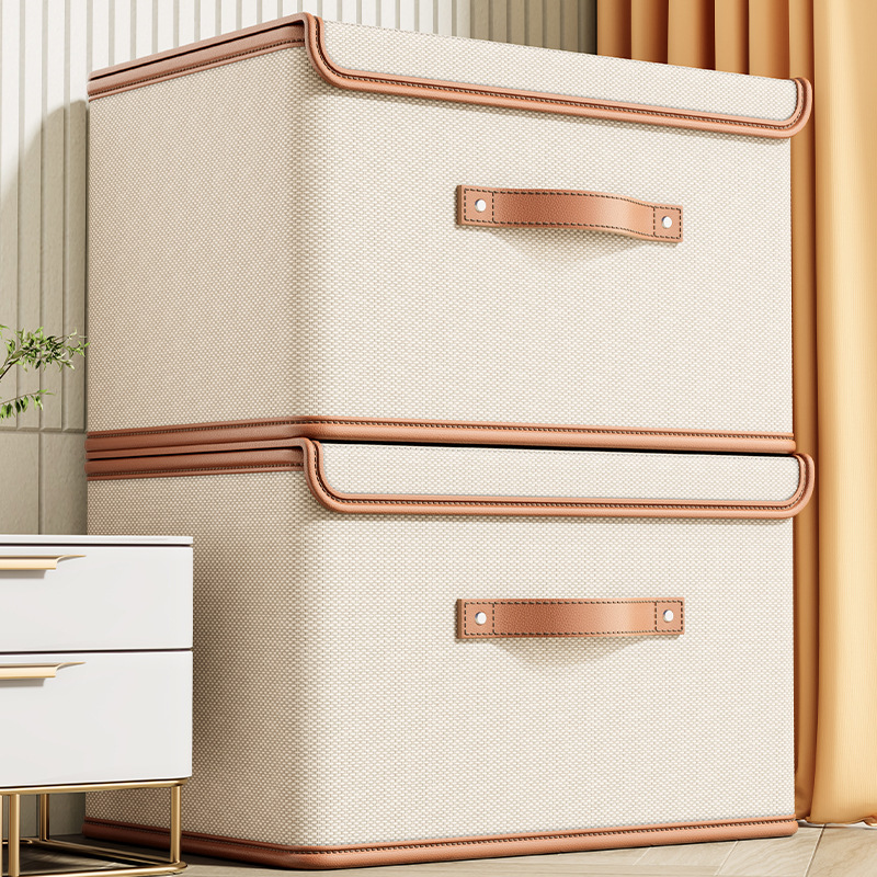 Woven Basket Set - Scatola portaoggetti per vestiti con coperchio