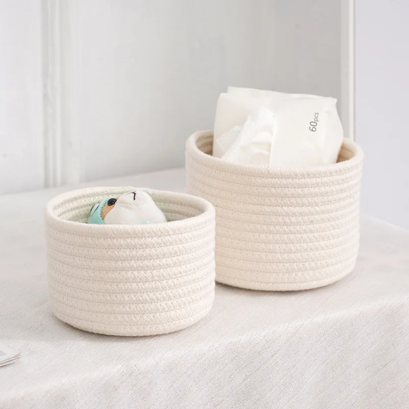 Woven Basket Set - Cestino portaoggetti intrecciato in corda di
