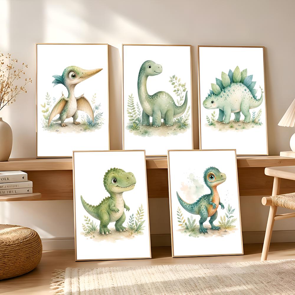 Interior Design Of House - Poster su Tela con Dinosauri Kawaii