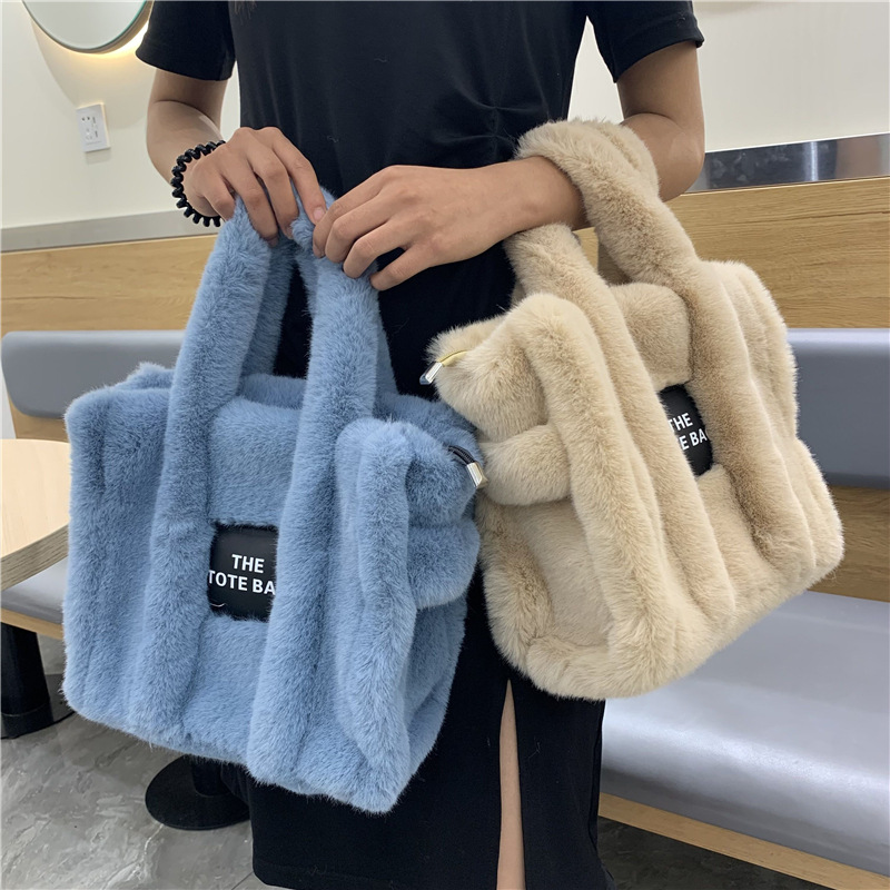 Interior Design Simple - Borsa tote in peluche da donna