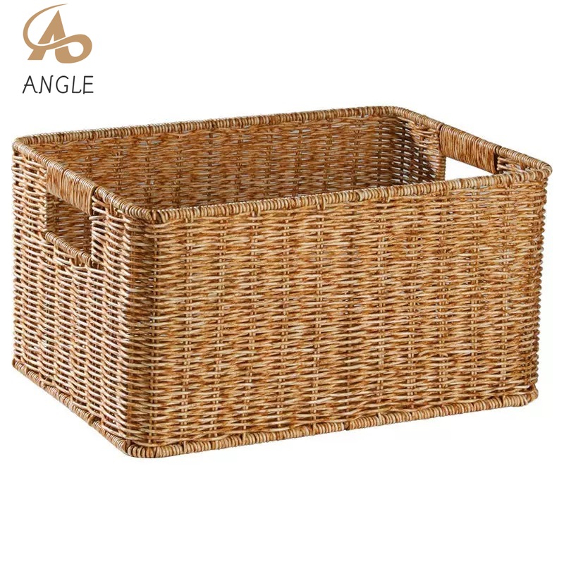 Woven Basket Set - Cestino portaoggetti in finto vimini, supporto