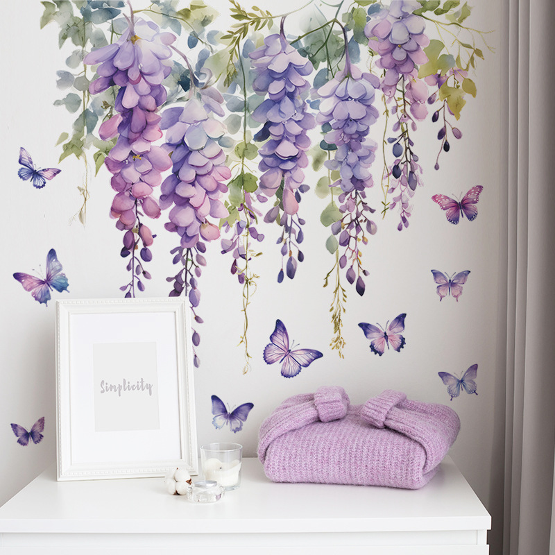 Interior Design Of House - Piante di fiori viola Adesivi murali
