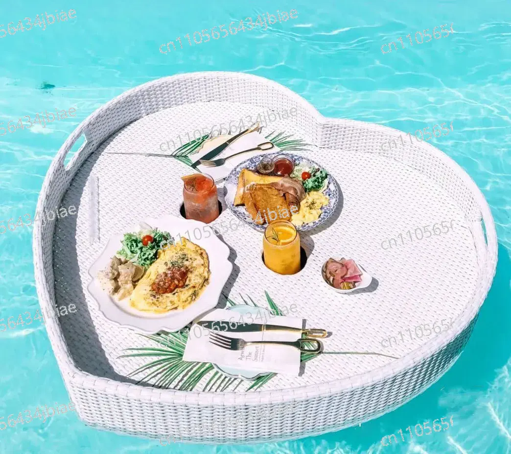 Woven Basket Set - Vassoio Galleggiante Rotondo in Rattan Intrecciato
