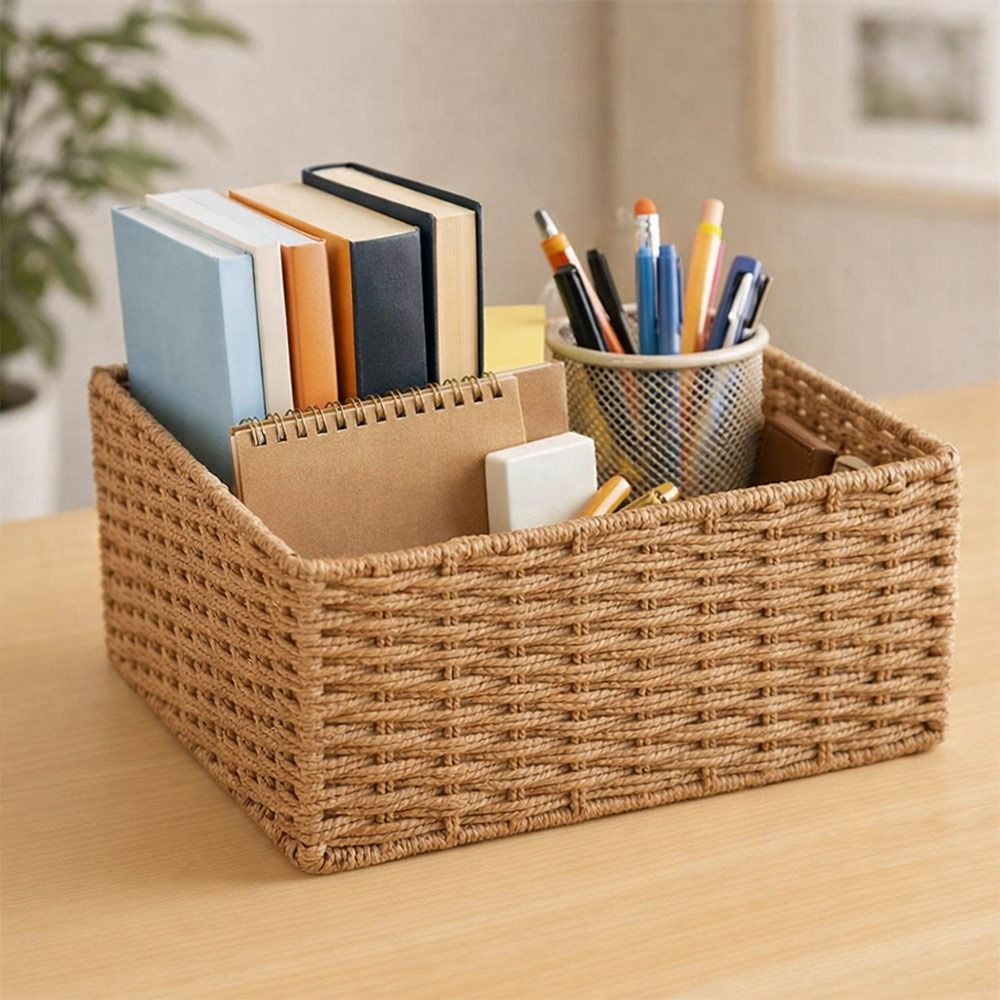 Woven Basket Set - Nuovo cestino portaoggetti intrecciato di grande